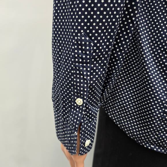L.L.Bean Signature Collection Polka dot Button-up Shirt Size 4 Long sleeve Navy - Picture 8 of 12
